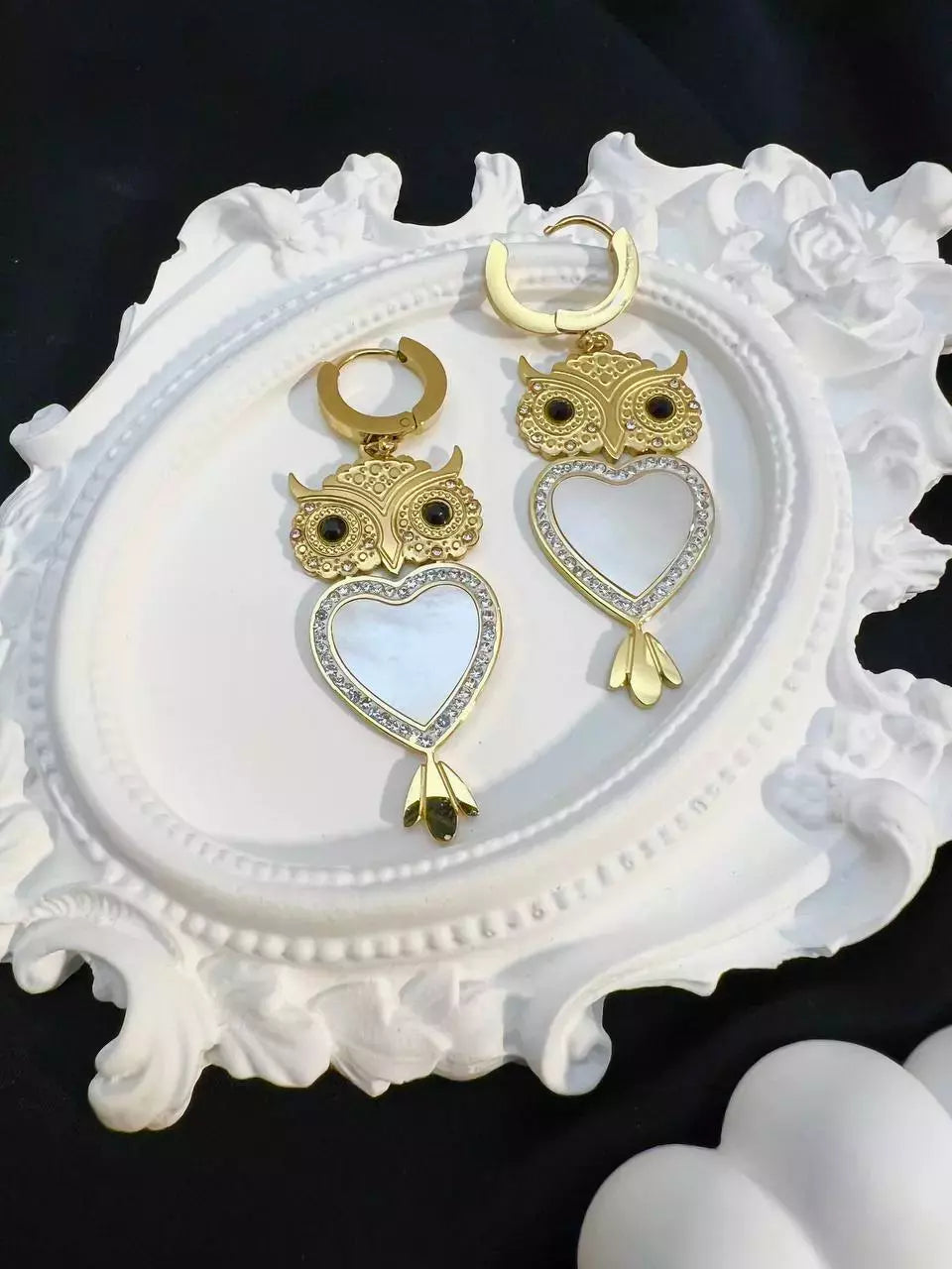 Kolczyki ze stali "Sowa" stylowe