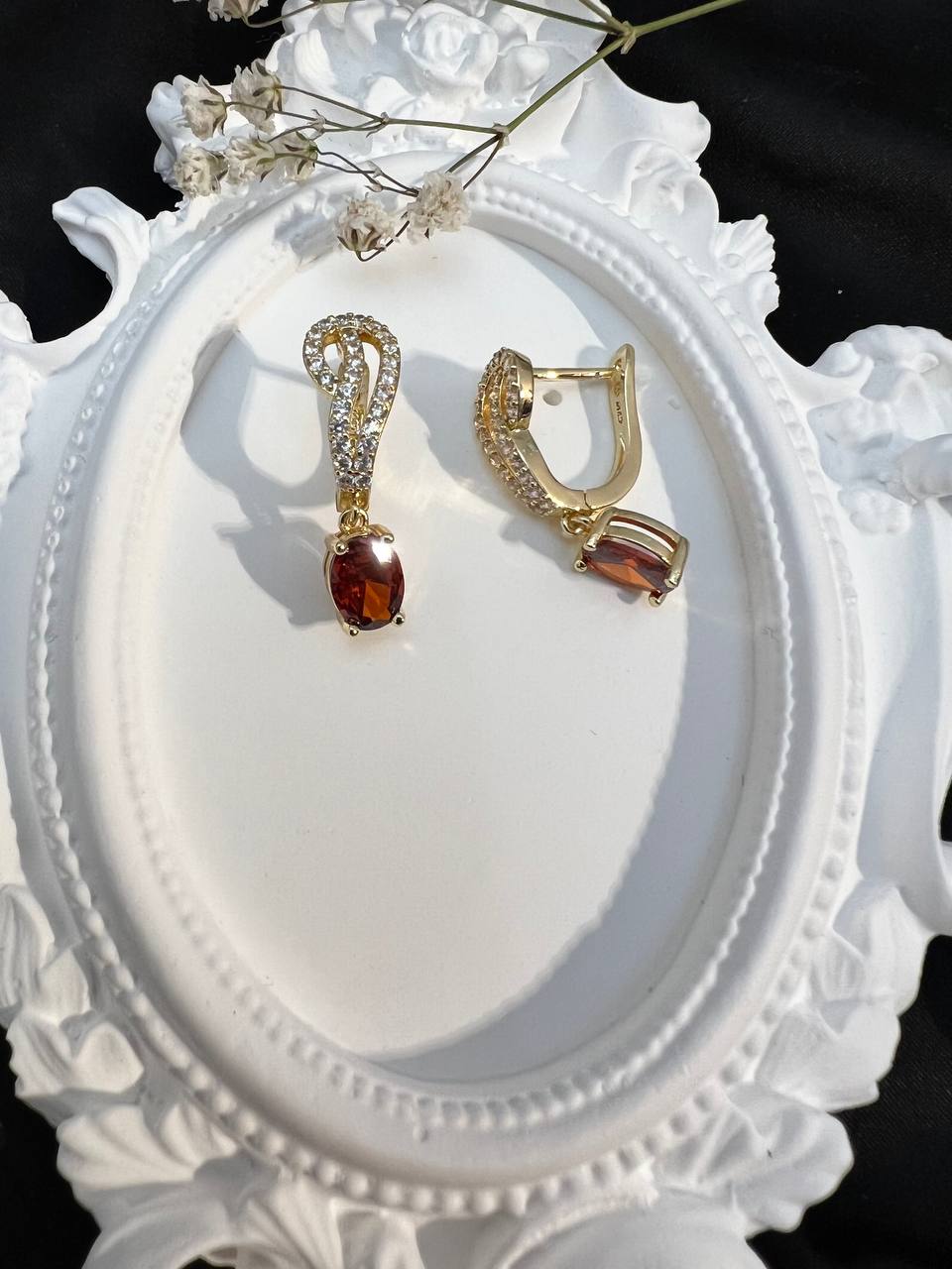 Kolczyki ze stali z Kolorowym Kamieniem