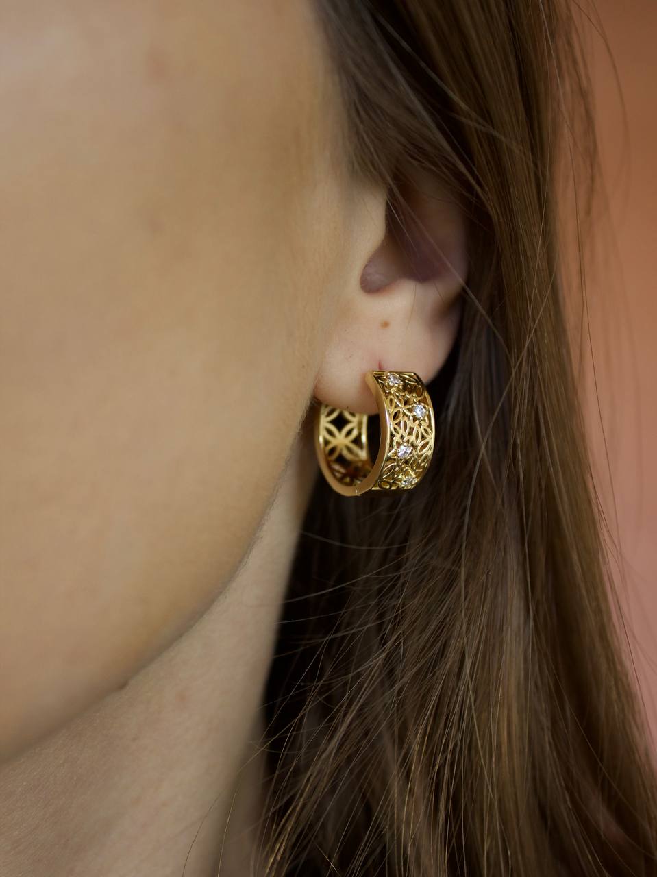 Kolczyki ze stali „Ażurowy Blask” z cyrkoniami