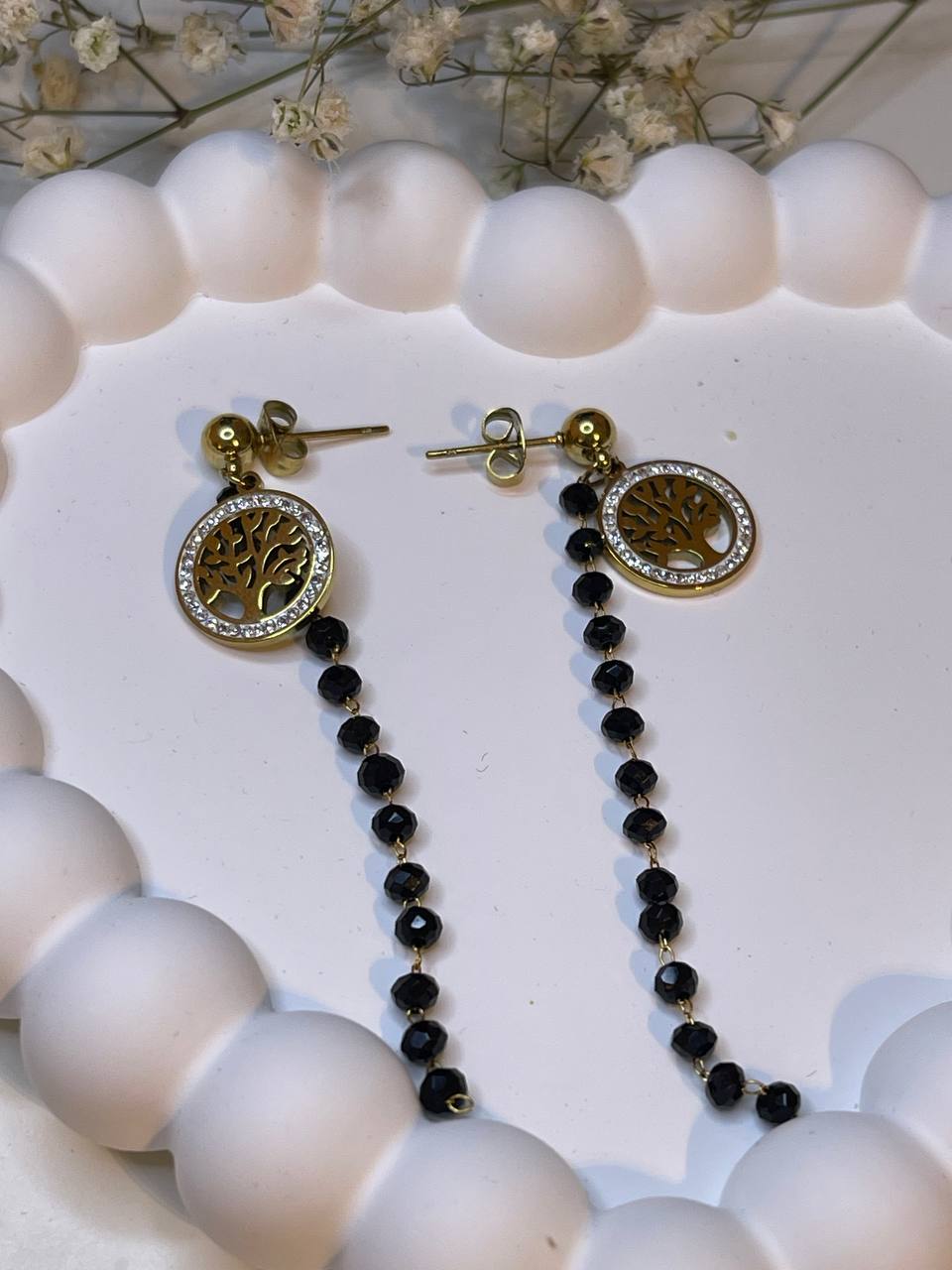 Kolczyki ze Stali "Drzewo życia" z kamieniem