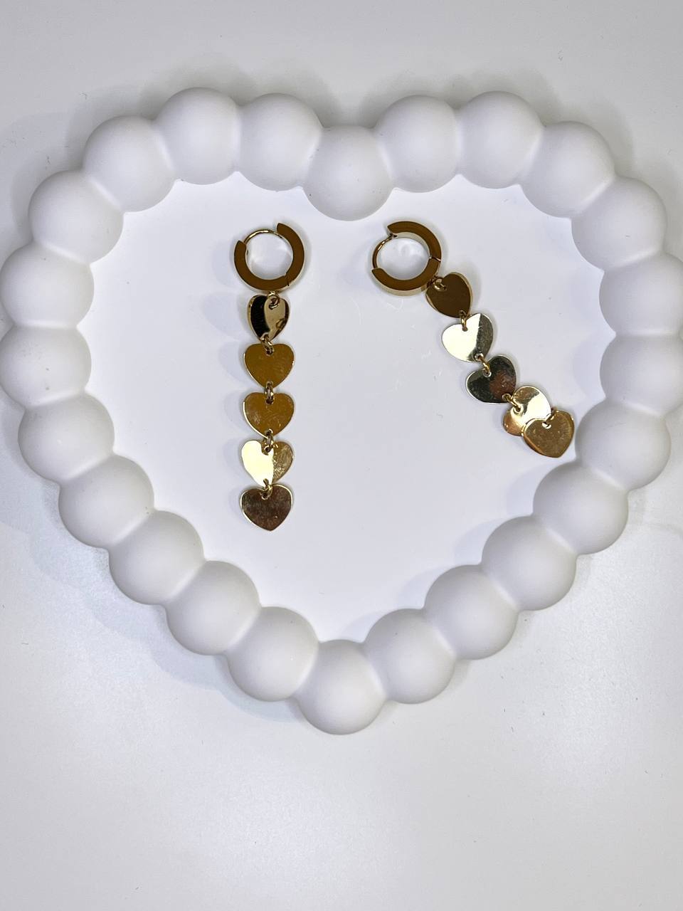 Kolczyki ze Stali Długie z Sercami