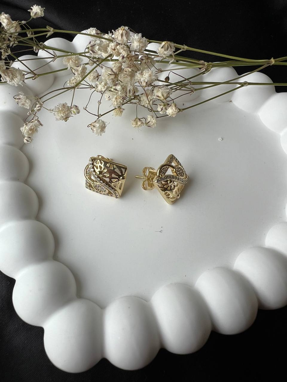 Kolczyki ze Stali kwadratowe z cyrkonią